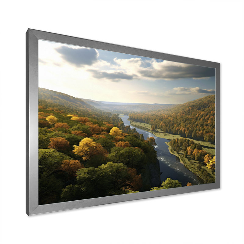 Delaware River Horizon, reproduction d'art sur toile, H 34 po x l 44 po x P 1,5 po, Cadre photo argenté