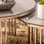 Axtin Metal Round Nesting Coffee Table For Living Room Furniture, Grey Marble Glass Top Centre Table