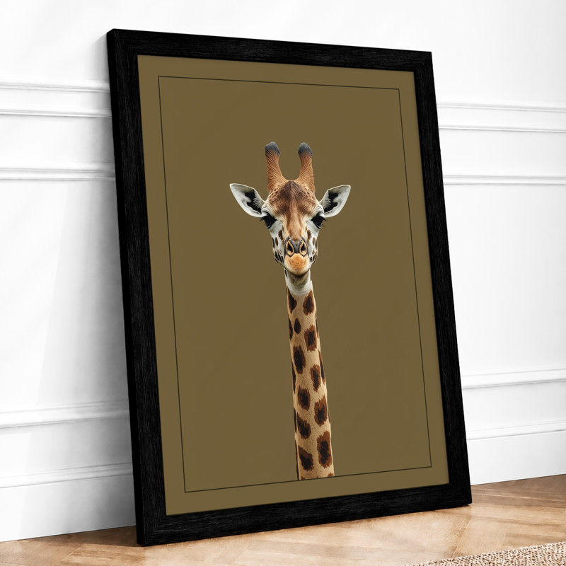 Giraffe Portrait Boho - Framed Print, A4 - 29.7 x 21.0 cm, Black