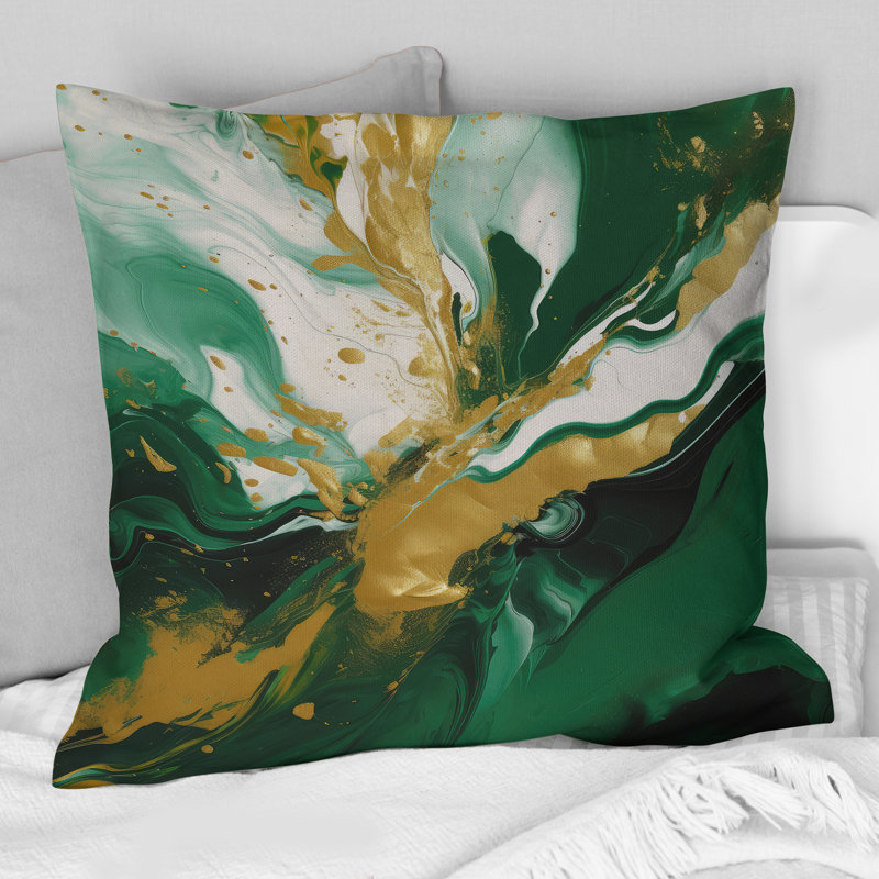 Coussin décoratif imprimé «Green and Gold» Magic II, H 18 po x l 18 po