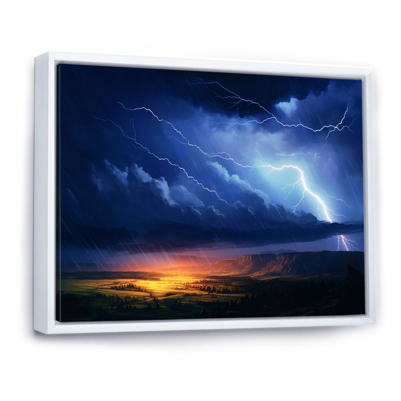 " Dramatic Thunderstorms I ", 30" H x 40" W x 1.5" D, White Floater Framed