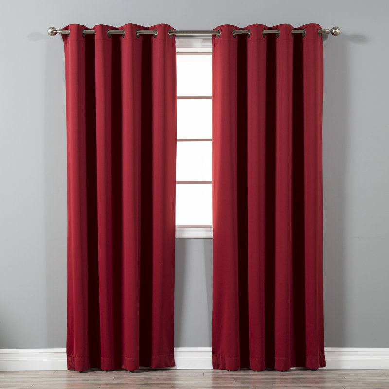 Adina Sevan Solid Thermal Grommet Curtain Panels, 52"W x 84"L, Cardinal Red