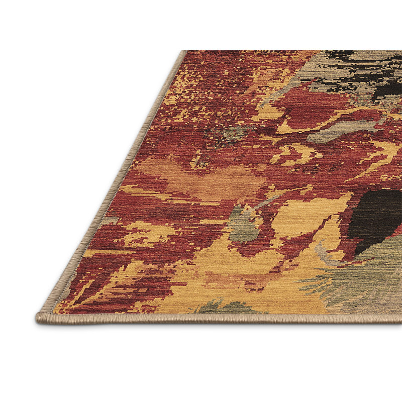 Tapis brun lavable à la machine de style Mid-Century moderne Warnes 1785, Rectangle de 5 pi x 8 pi