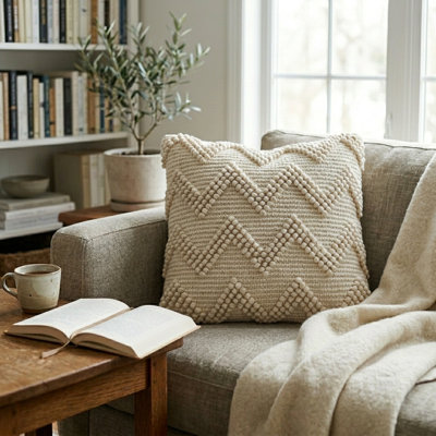 Hadley Handmade Square Cotton Chevron Throw Pillow (Cover & Insert)