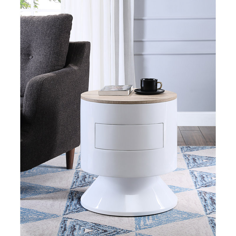 Stylish Display And Utility White Accent Table - Fully Assembled, Speedy Assembly- Practicality Modern With Function Assembled
