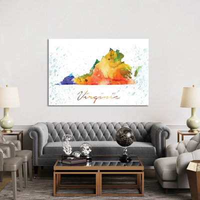 Virginia State Colourful - Wrapped Canvas Print