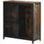 Wine Cabinet With 9 Bottle Wine Rack, Retro Liquor Cabinet With Glass Holders, Mesh Doors, And Storage Shelf