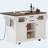 54.9" Kitchen Island with Drop Leaf, Power Outlet, Kitchen Storage Cart with 4 Door Shelves, Cross Barn Doors & Visual Glass Door, Rolling Kitchen Island on 4 Wheels for Kitchen, Dining Room,White-128964633