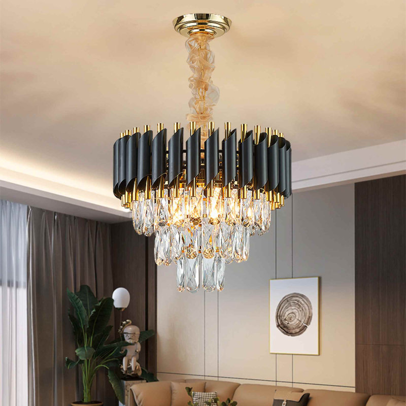 Lustre à niveaux unique / remarquable à 7 lumières avec accents en cristal Lyckman