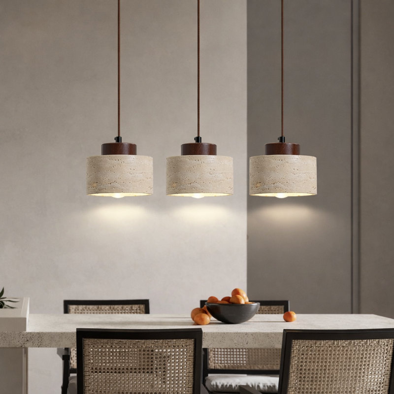 Luminaire suspendu moderne en pierre naturelle et bois