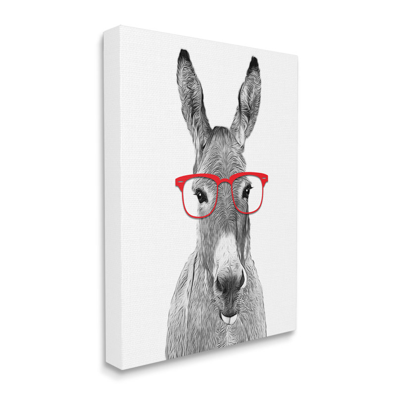 "Au-561", toile "Âne en lunettes rouges" sur toile par Annalisa Latella, impression, H 20 po x l 16 po x P 1,5 po