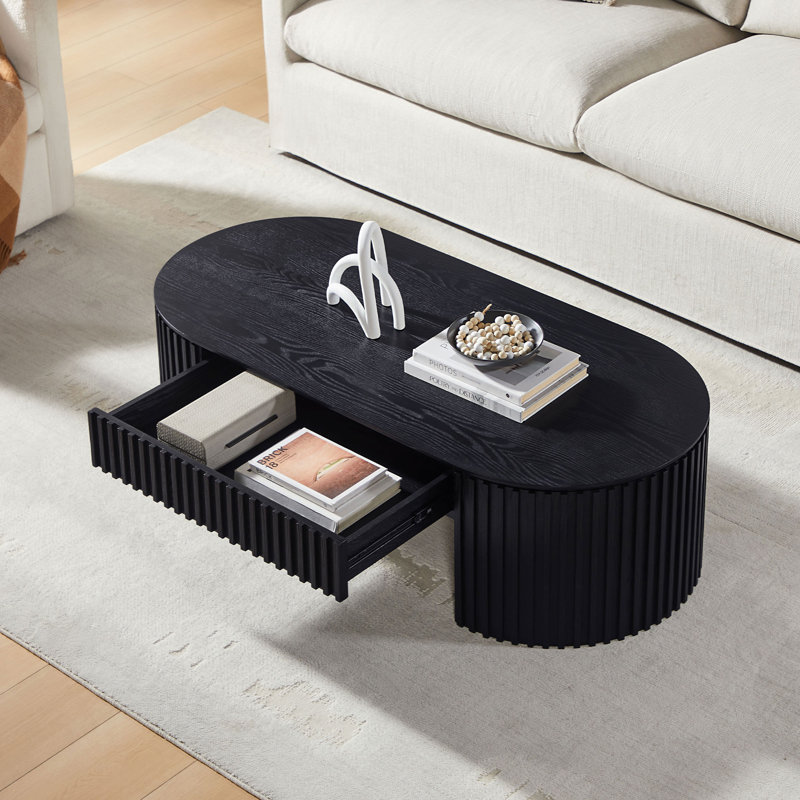 Table basse en MDF avec tiroir, Noir, noir, noir, noir