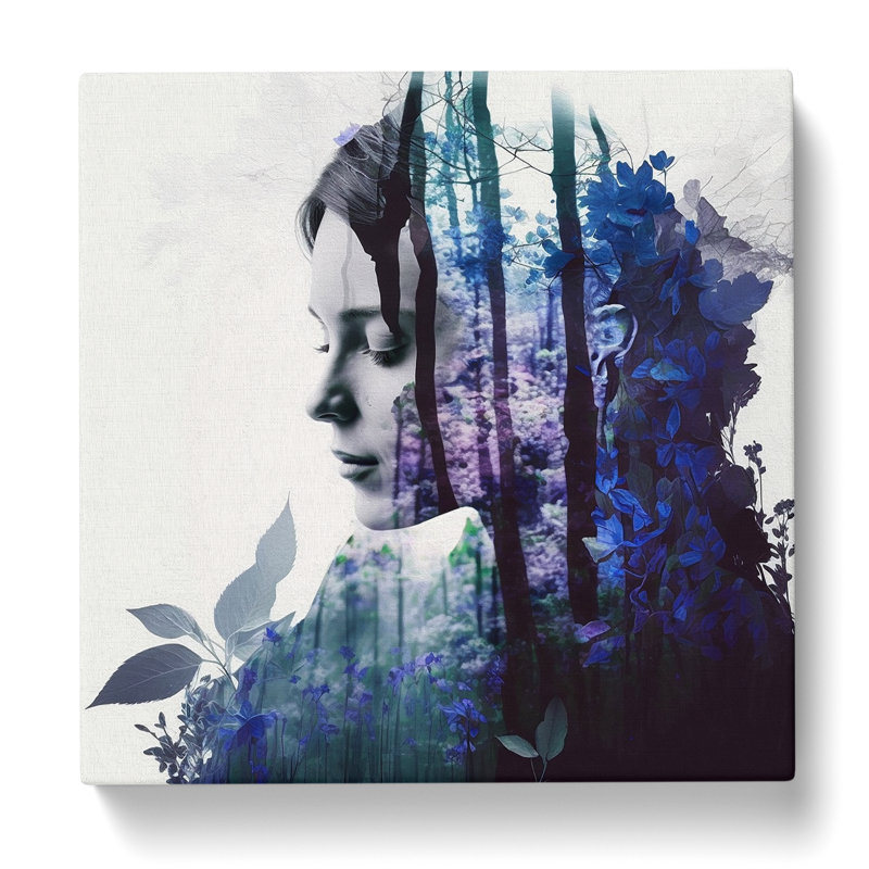 Bluebell Double Exposure - Wrapped Canvas, 35cm H x 35cm W x 3cm D
