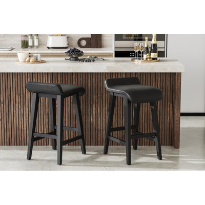 Tabourets de bar, tabourets de bar à hauteur de comptoir avec dossier bas et repose-pieds, structure en bois