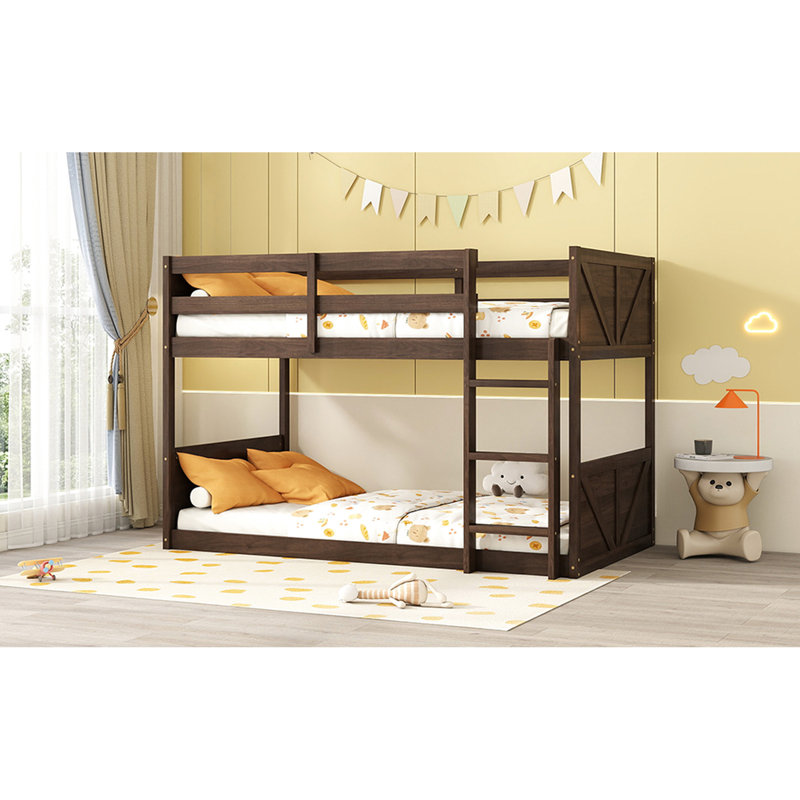 Lit superposé simple au-dessus de l'espace - choix de chambre à coucher pratique au sol en chêne antique, Chêne foncé antique