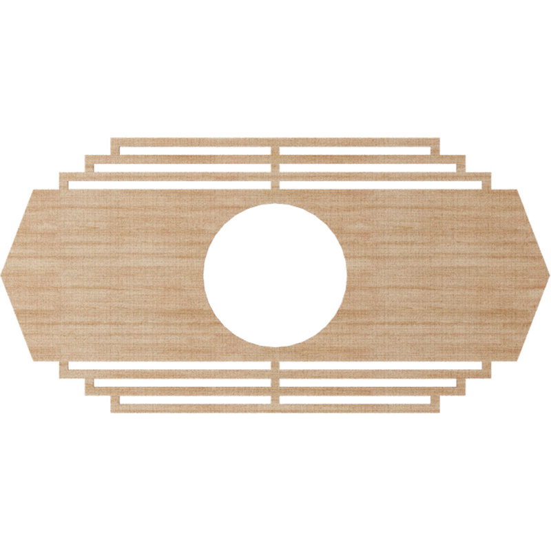 Médaillon de plafond en bois Chrysler, H 19 po x l 38 po x P 0,25 po, Aulne