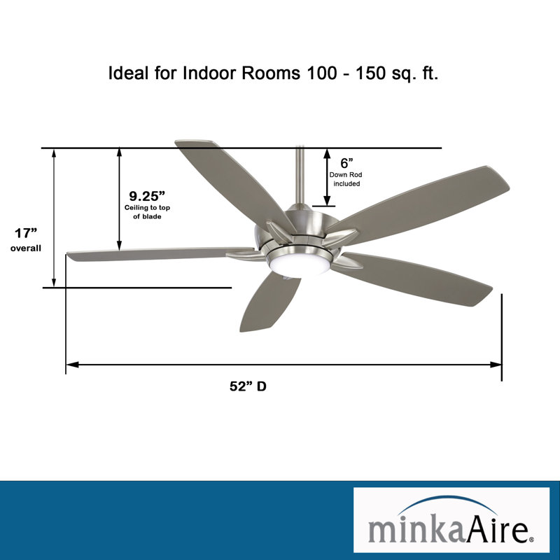 Kelvyn 52" Brushed Nickel Ceiling Fan with Silver Blades and LED Light