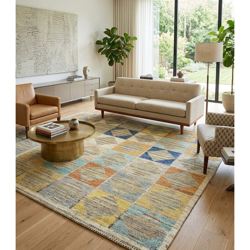 Tapis multicolore tribal moderne fait à la main de style marocain 8 x 10