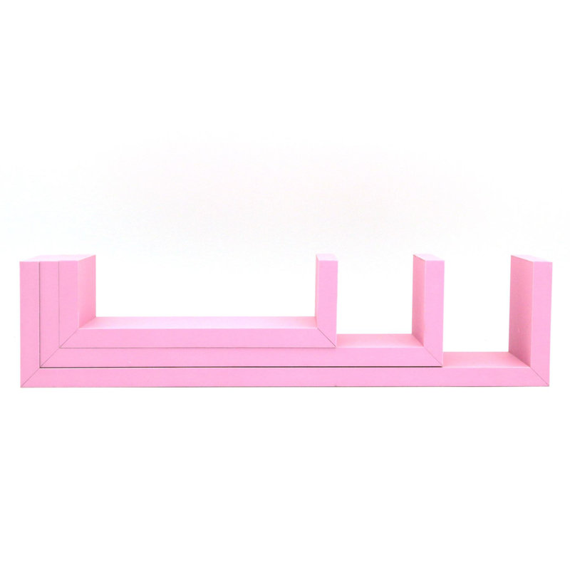 Harbour Housewares - Modern U Shaped Floating Wall Shelves - 42cm, Pink