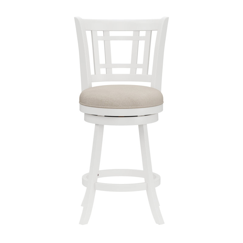 Henock Swivel Upholstered Counter Stool, White, Counter Stool (24.5" Seat Height)