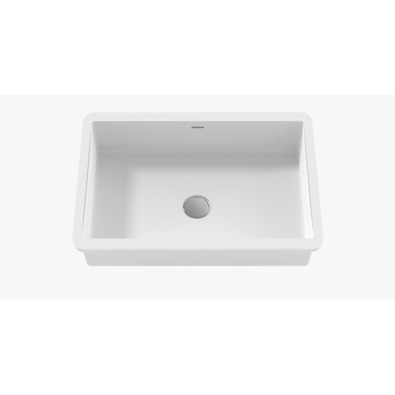 Badeloft 23.6" x 16.3" Rectangular Stone Resin Undermount Bathroom Sink with Overflow UB-05-M in Matte White, Matte White