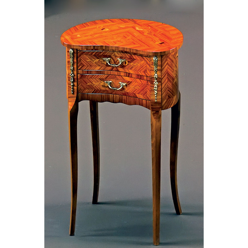 Louis XVI Solid Wood End Table with Storage