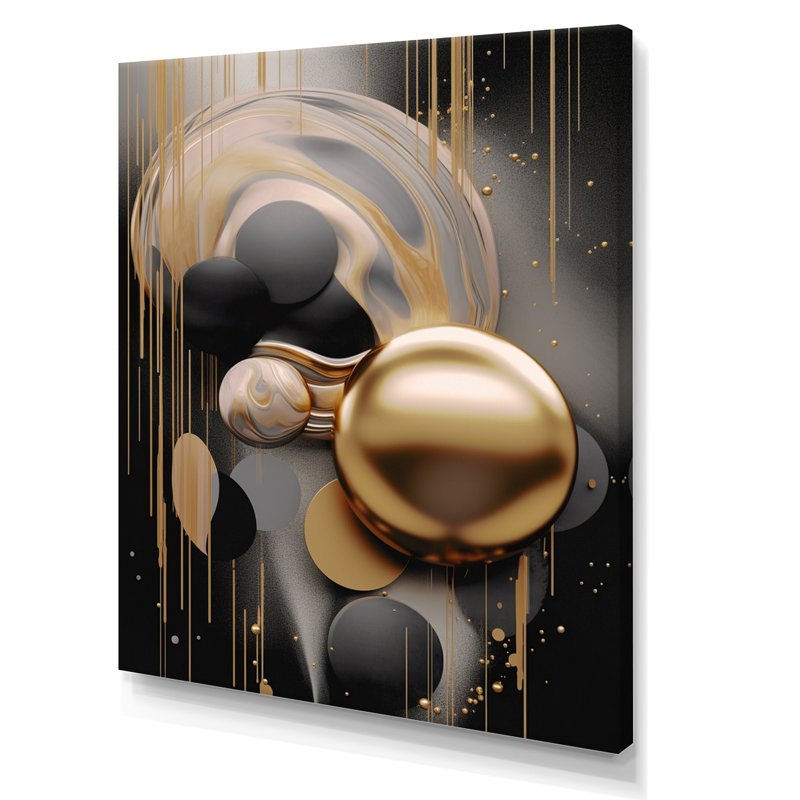 Reproduction d'art mural doré et noir mystique VI - Formes abstraites, H 20 po x l 12 po x P 1 po, Toile tendue