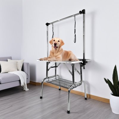 350lbs Pet Grooming Table 36"-stainless Steel,adjustable H-arm&double Restraints