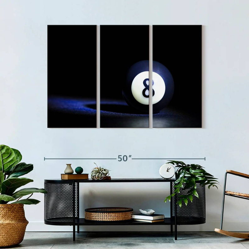 «8 Ball», 3 pièces sur toile, H 32 po x l 50 po x P 1,25 po