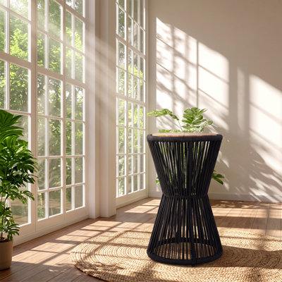 Table d'appoint d'extérieur Christopher Knight Home, 41 cm L x 41 cm P x 65,5 cm H, en bois d'acacia et corde tressée