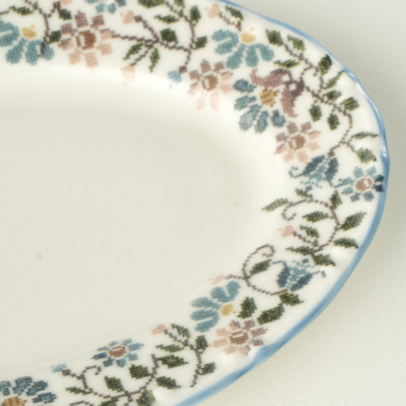Plateau de service rétro en porcelaine