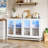 Sideboard Buffet Cabinet With Storage & Led Lights, 55" Large Wood Cabinet With 4 Fluted Glass Doors-106644776