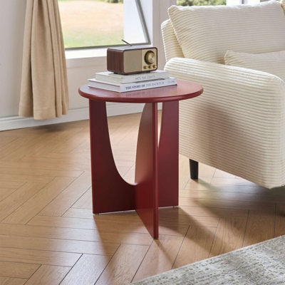 Round Side End Table – Wooden Accent Side Table with Compact Slim Design for Living Room, Bedroom, or Office