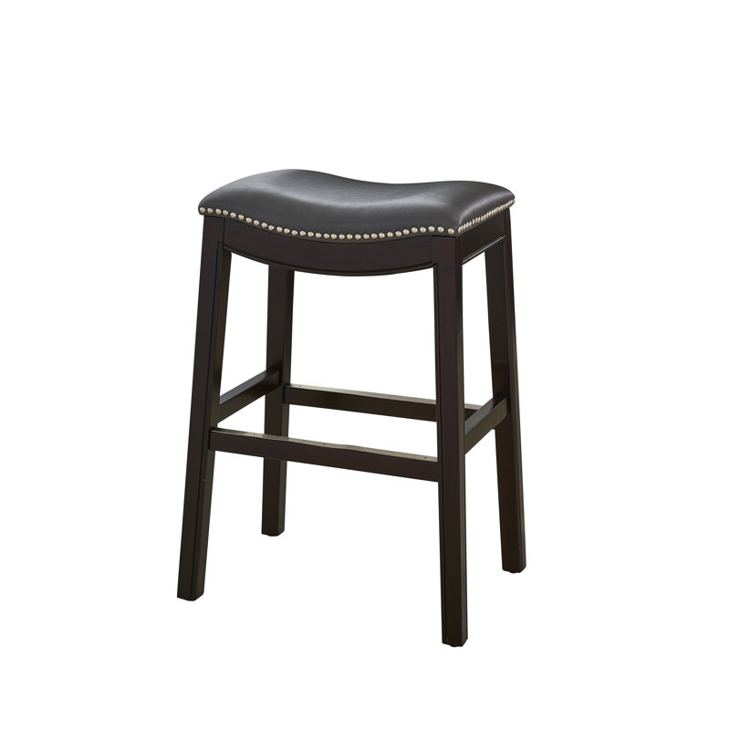 Hasitha Upholstered Counter Stool with Solid Wood Frame, Gray, Counter Stool (25” Seat Height)