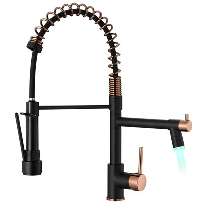 Kitchen Faucet With Pull Down , Black And Rose Gold, Single Lever, Elegant Finish Spray Head, 360-Degree Rotatable