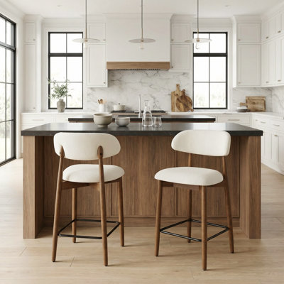 Upholstered Solid Wood Barstool Chair
