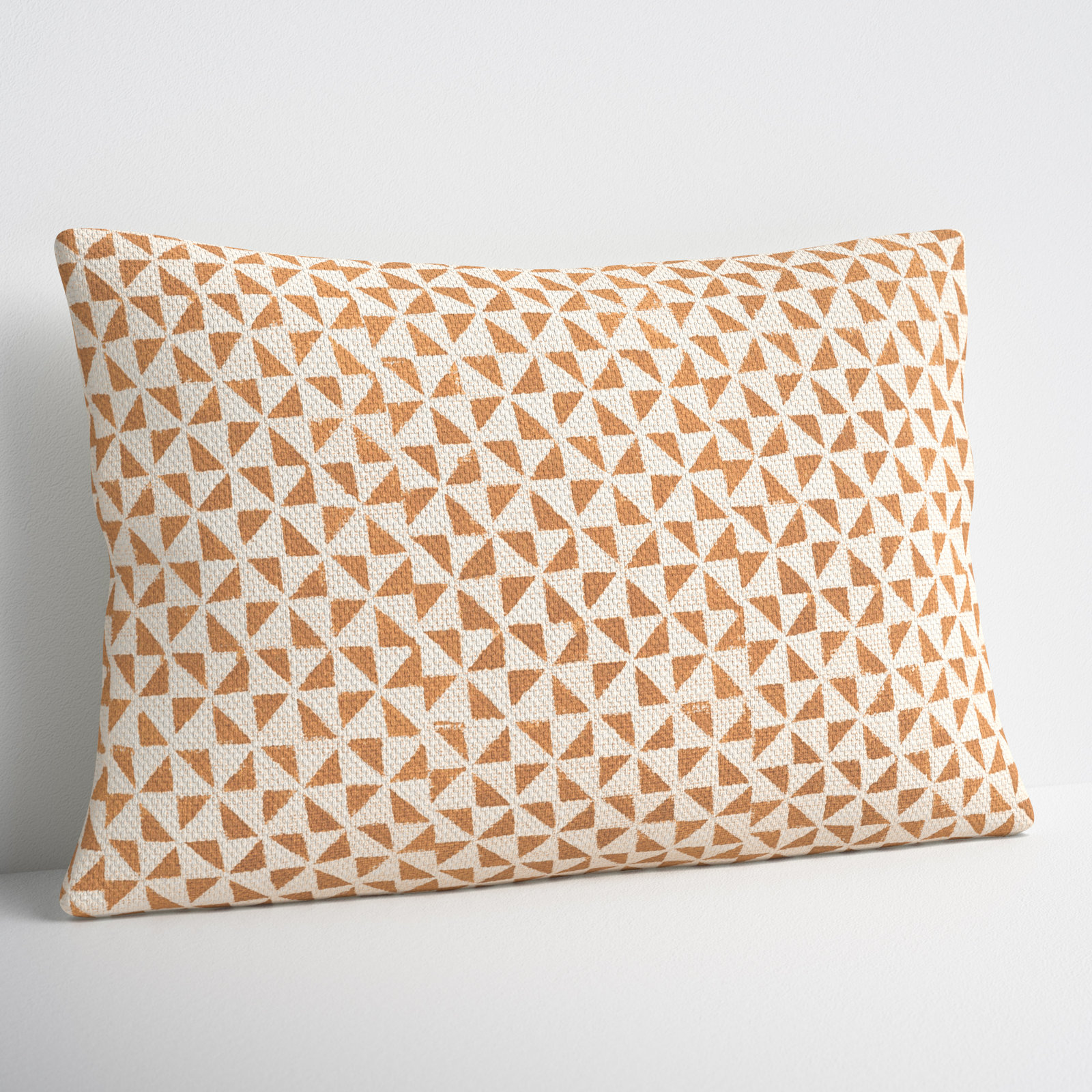 Zetta Geometric Cotton Lumbar Throw Pillow, Beige/Denim, Pillow Cover Only - No Insert