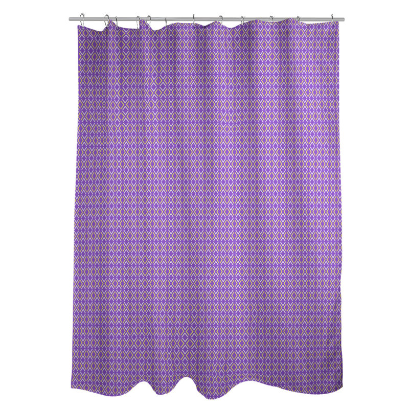 Rideau de douche simple hexagonal classique, Classic Arrow Diamonds, Purple/Yellow