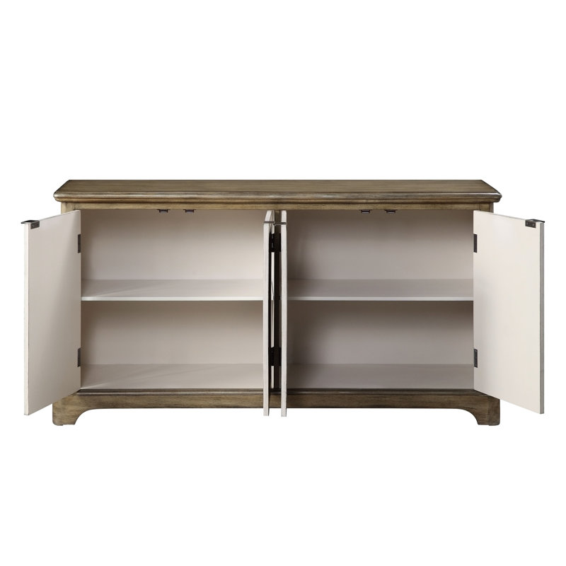Rectangular Console Table With 4 Doors,Buffet cabinet,Office Credenza, Oak