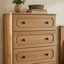Commode haute Alia, 5 tiroirs, boutons en nickel, brun chêne naturel