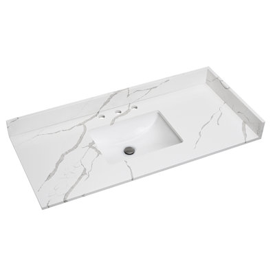 Plateau de meuble-lavabo simple 48 po avec lavabo en quartz - pour remplacement de meuble-lavabo, sans armoire