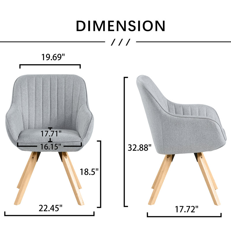 Fauteuil pivotant l 22,45 po Bryten, Gris, Naturel