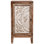 Table de bout 31 po en bois de style florentin rétro avec panneau de porte floral et tablette de rangement pour le salon, finition naturelle et crème