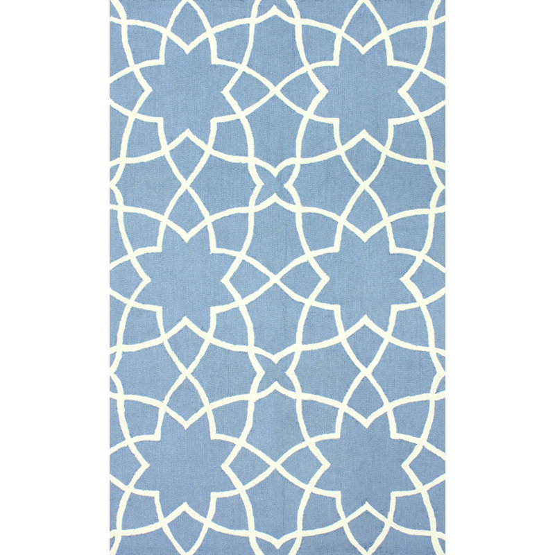 Tapis bleu / blanc Wolfenbarger Alexis, 5 pi x 8 pi