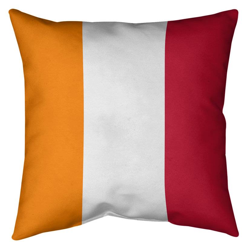 Coussin décoratif, 14 po x 14 po, Duvet synthétique, Orange / Blanc / Rouge clair