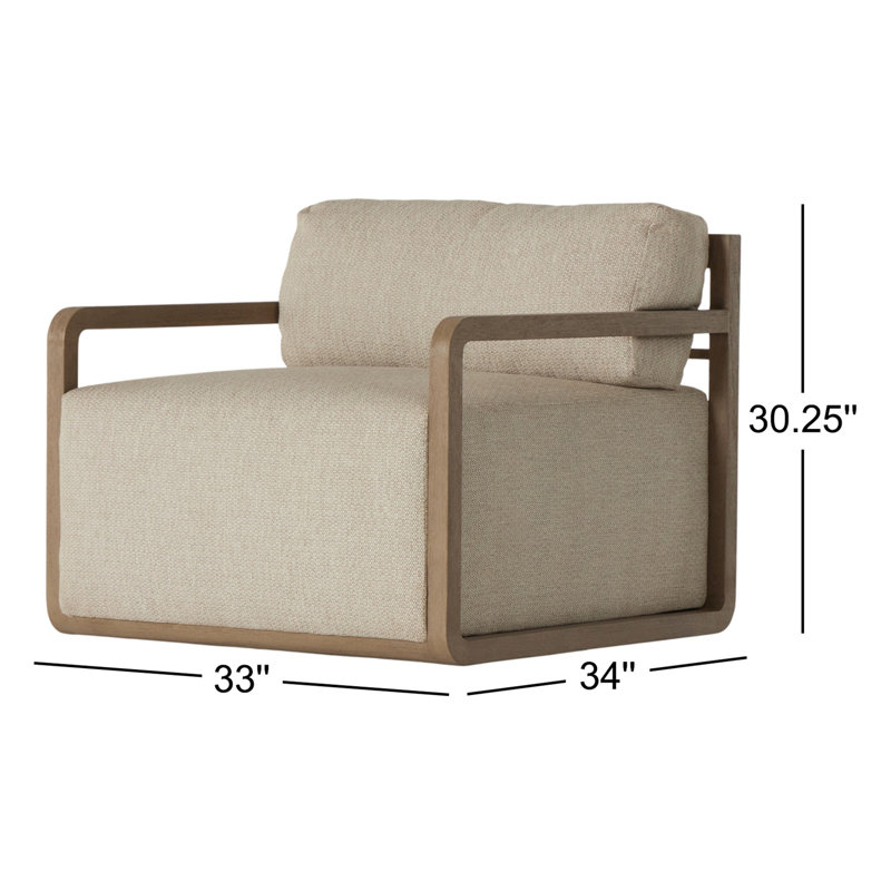 Stroud Outdoor Teak Swivel Lounge Chair, Faye Sand
