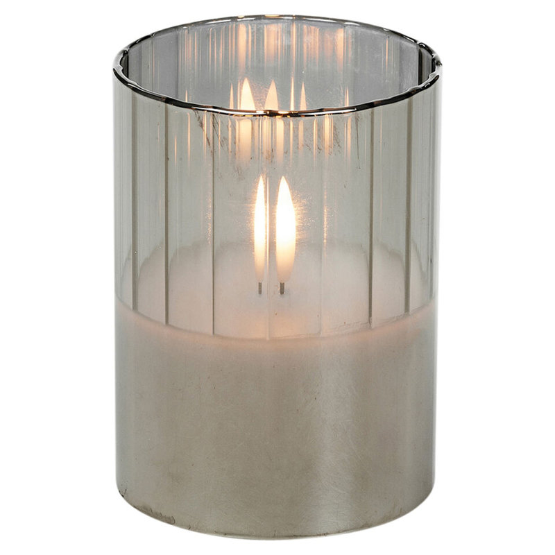 Shantella Glass Tabletop Tealight Holder with Candle Included, 10cm H x 10cm W x 10cm D