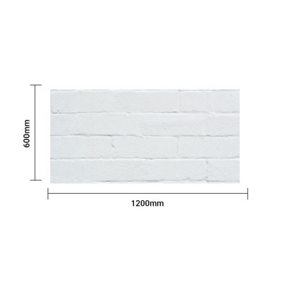 Britwall Soft Flexible White PU Faux Brick Wall Panel 1200 x 600 x 3 mm Pack of 2 White