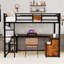 Lit mezzanine simple 2 tiroirs en métal avec bureau intégré et rangement