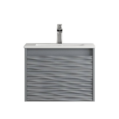 Meuble-lavabo mural simple 24 po avec lavabo en céramique